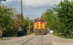 BNSF 5375 with grain train street running
